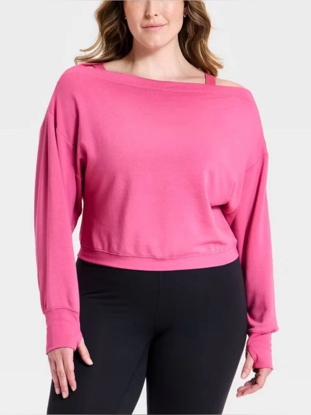 Women's Off-Shoulder Pink Pullover Top